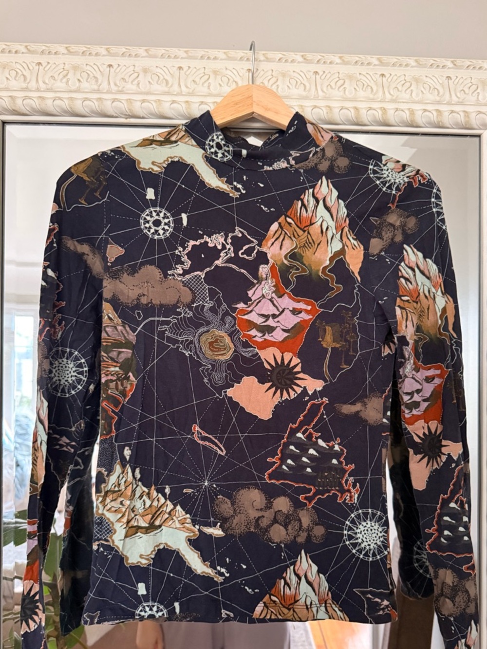 Scotch & Soda Navy Map-Print Long Sleeve Top